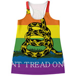 LGBT Rainbow Gadsden Flag Print Women's Racerback Tank Top