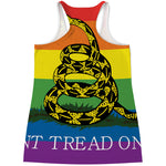 LGBT Rainbow Gadsden Flag Print Women's Racerback Tank Top