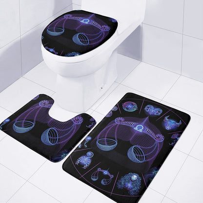 Libra And Astrological Signs Print 3 Piece Bath Mat Set