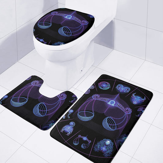 Libra And Astrological Signs Print 3 Piece Bath Mat Set