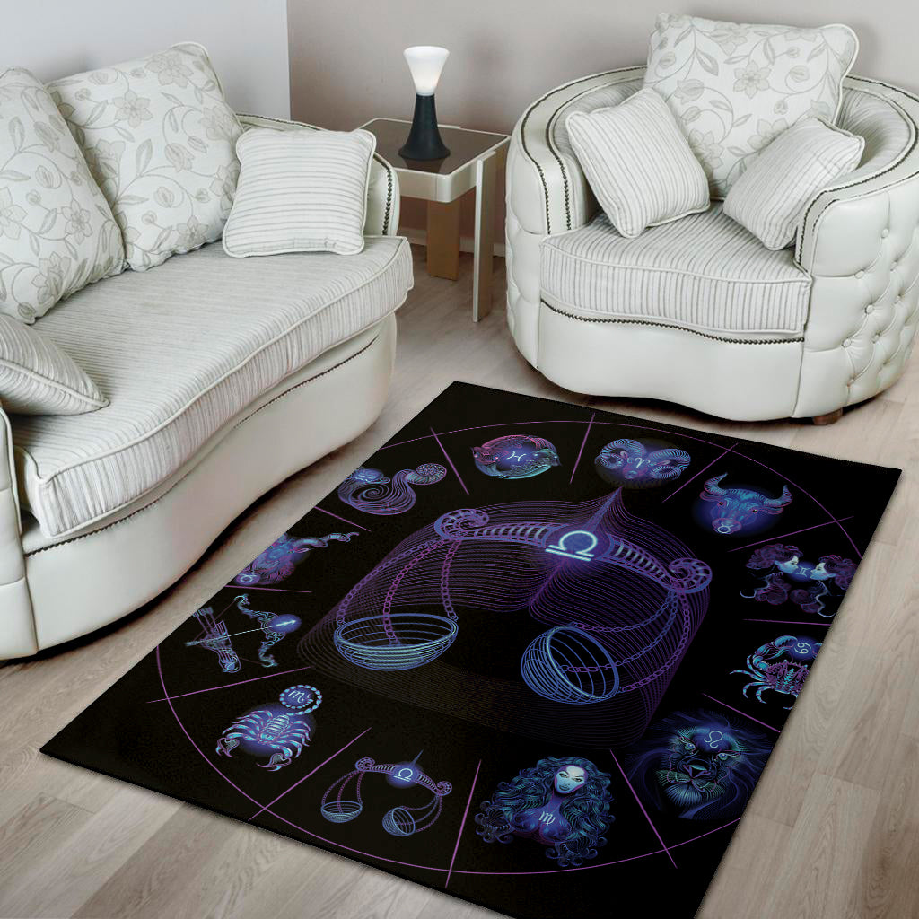 Libra And Astrological Signs Print Area Rug