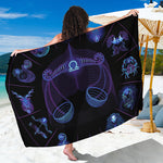 Libra And Astrological Signs Print Beach Sarong Wrap