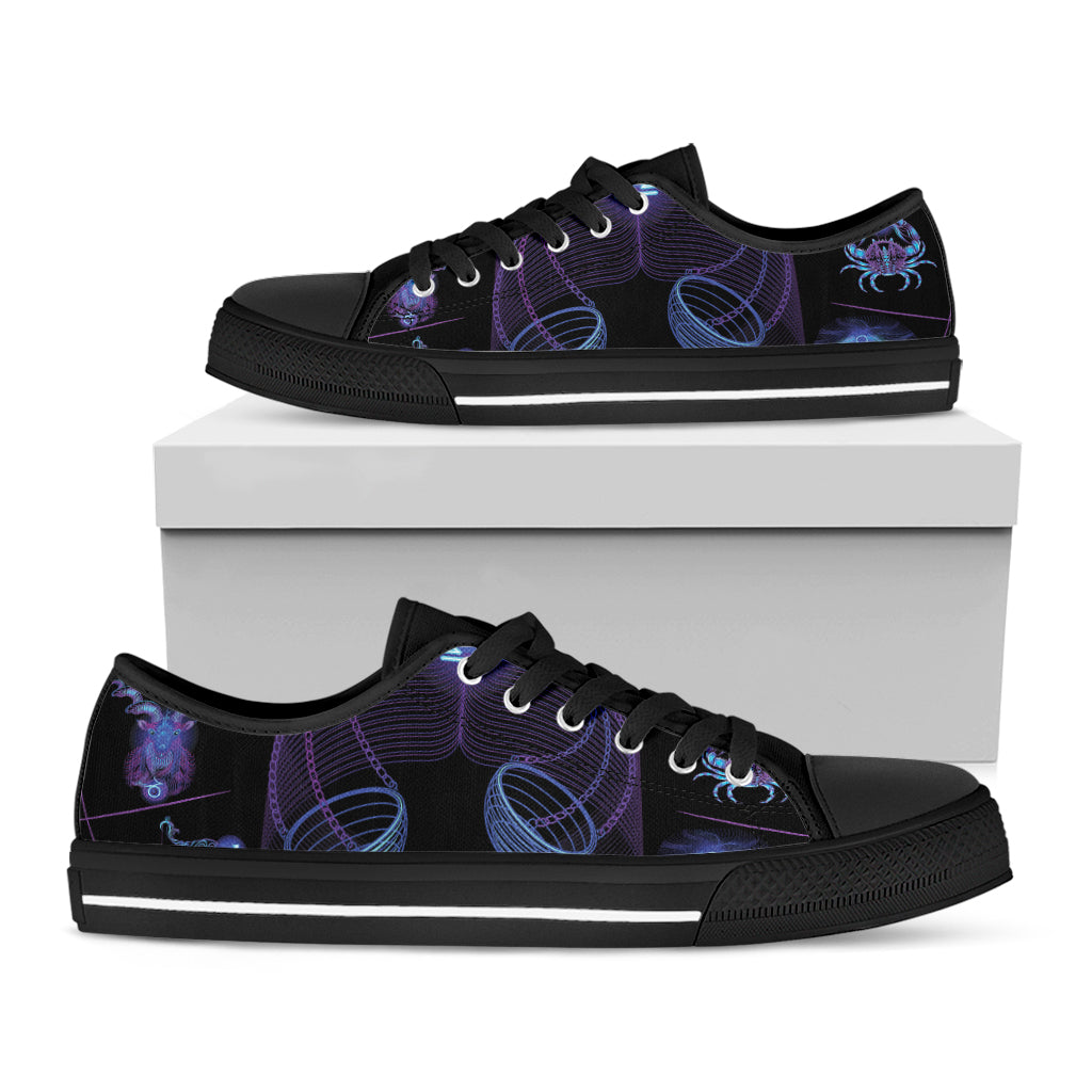 Libra And Astrological Signs Print Black Low Top Shoes 