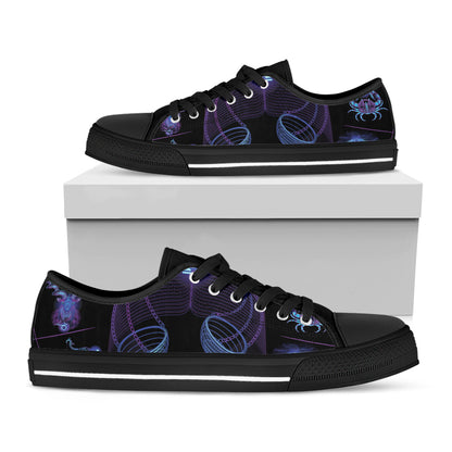 Libra And Astrological Signs Print Black Low Top Shoes 