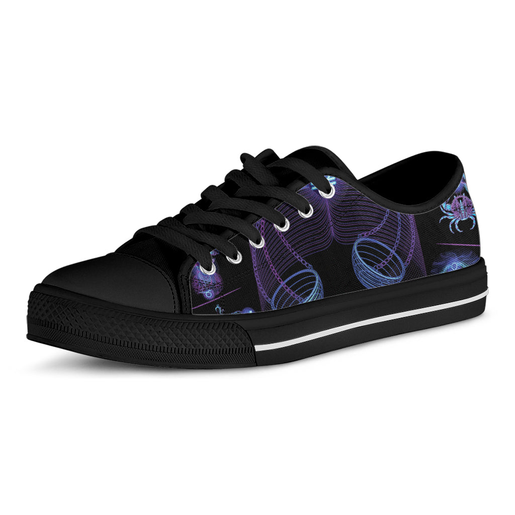 Libra And Astrological Signs Print Black Low Top Shoes 