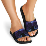 Libra And Astrological Signs Print Black Slide Sandals