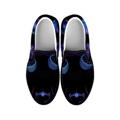Libra And Astrological Signs Print Black Slip On Shoes