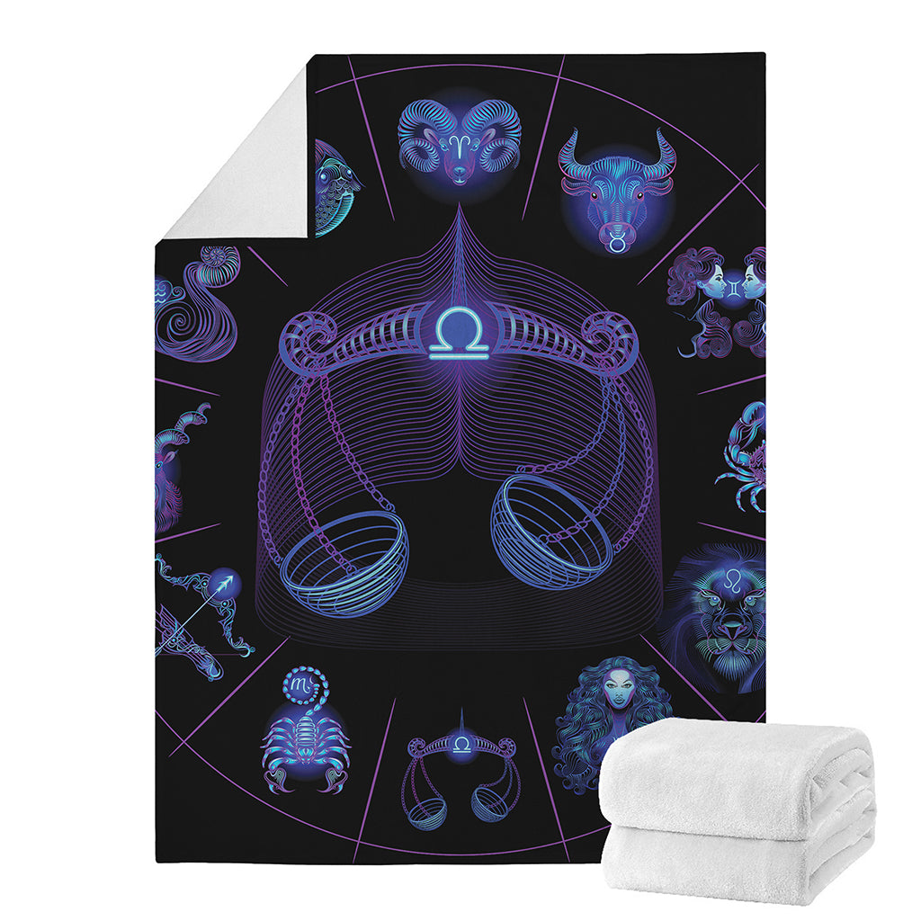 Libra And Astrological Signs Print Blanket