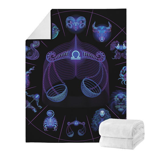 Libra And Astrological Signs Print Blanket