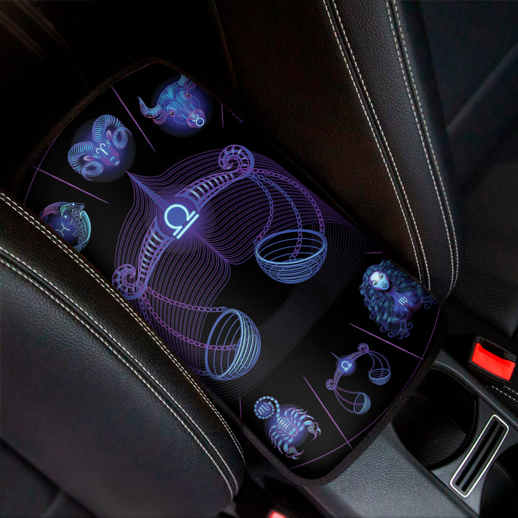 Libra And Astrological Signs Print Car Center Console Cover