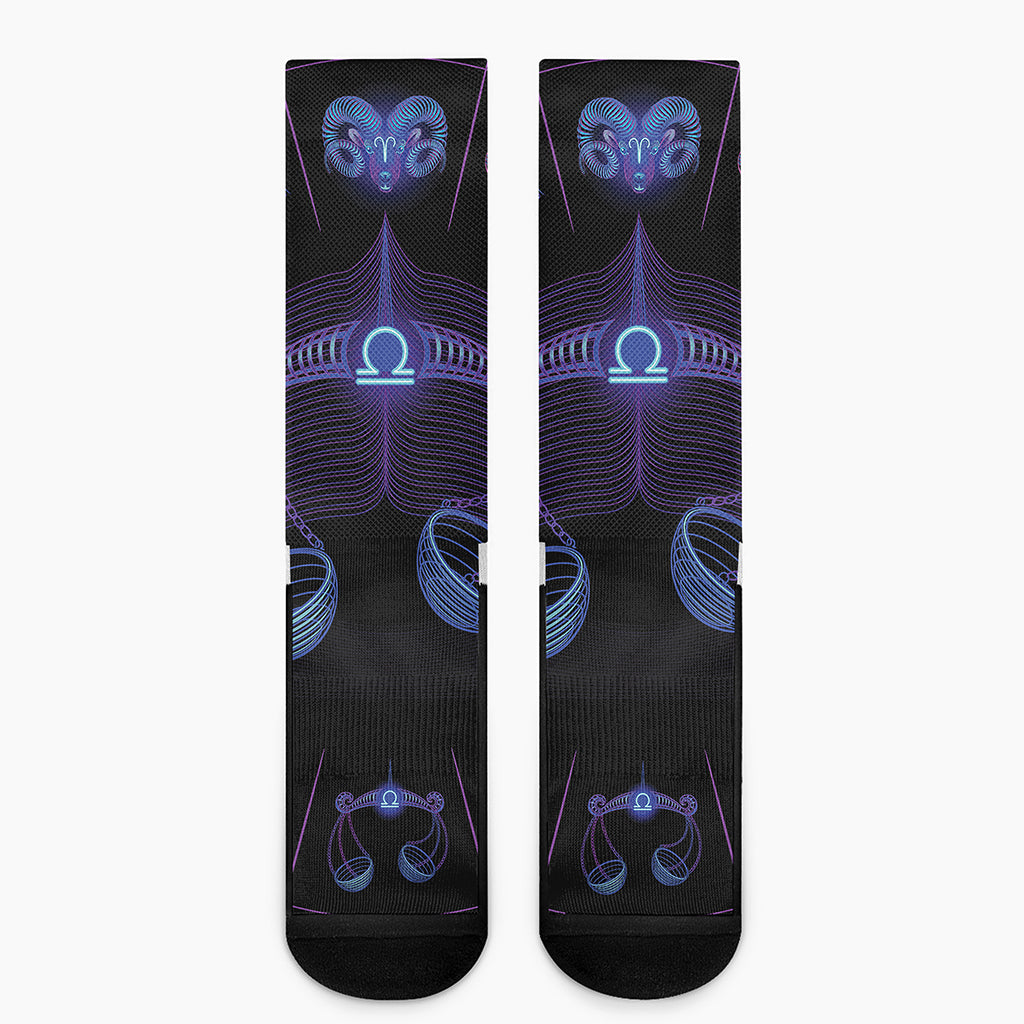 Libra And Astrological Signs Print Crew Socks