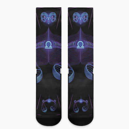 Libra And Astrological Signs Print Crew Socks