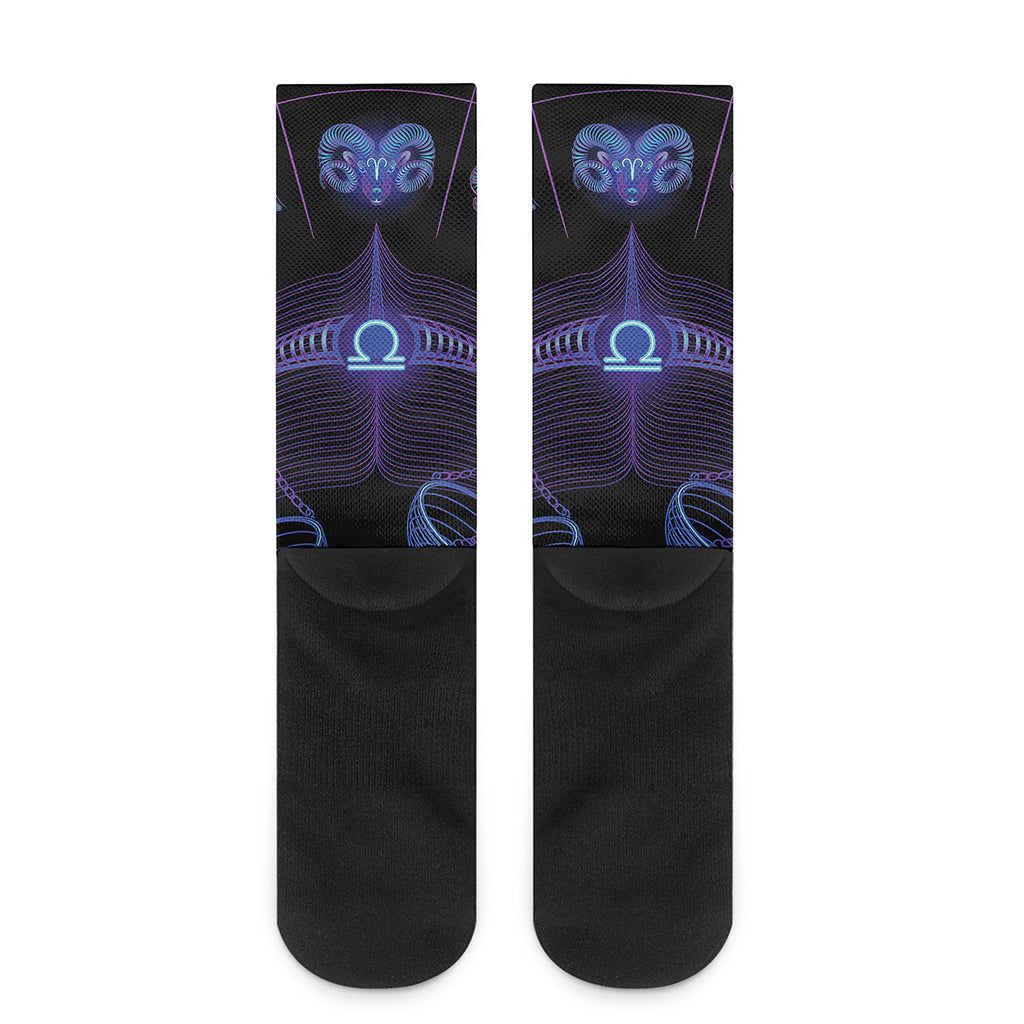 Libra And Astrological Signs Print Crew Socks