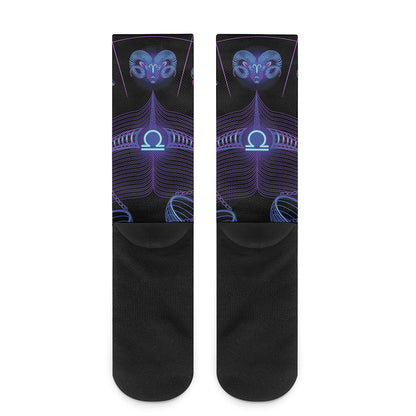 Libra And Astrological Signs Print Crew Socks