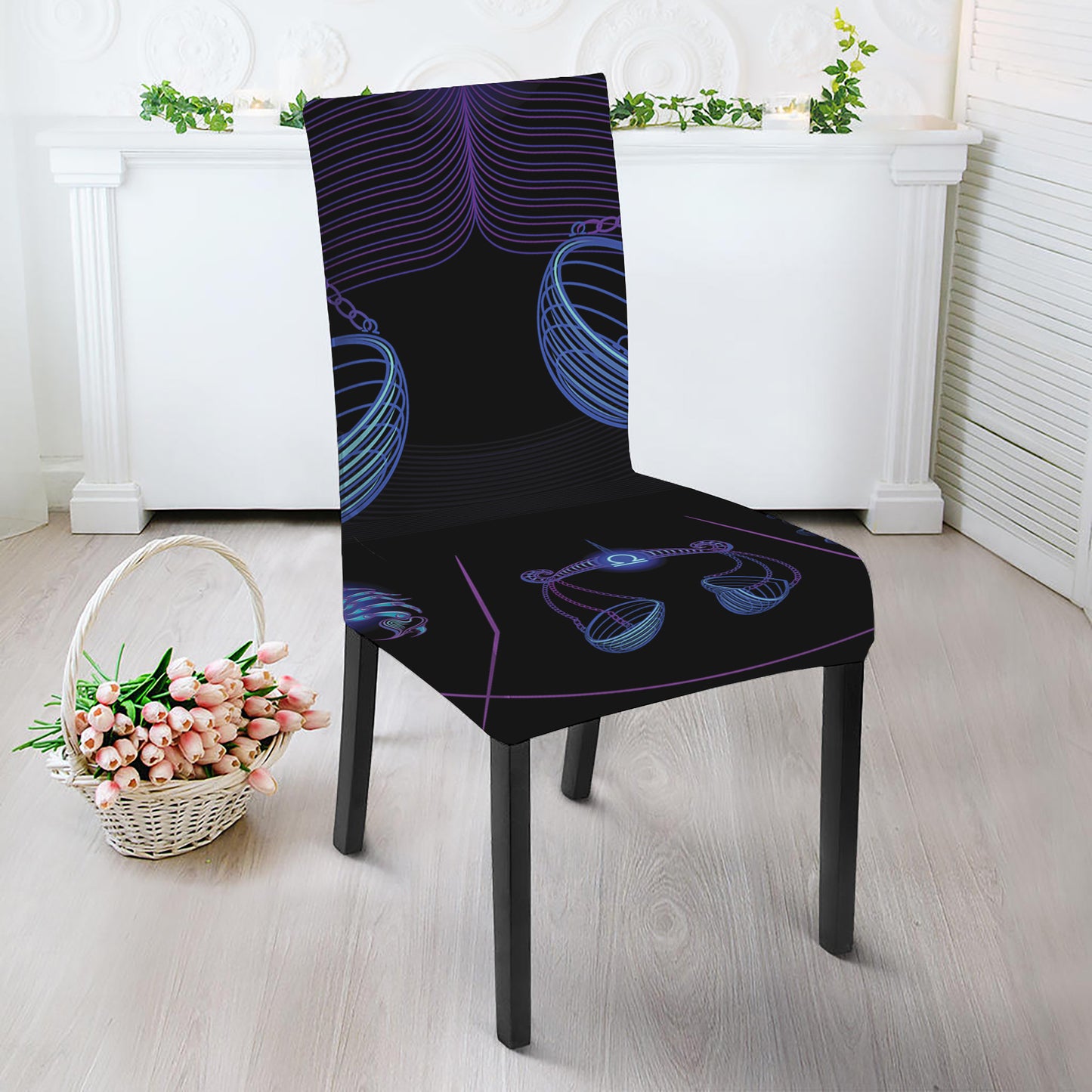 Libra And Astrological Signs Print Dining Chair Slipcover
