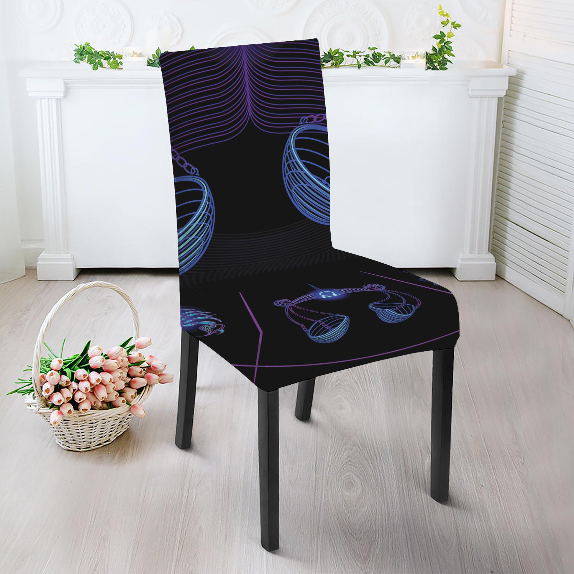 Libra And Astrological Signs Print Dining Chair Slipcover