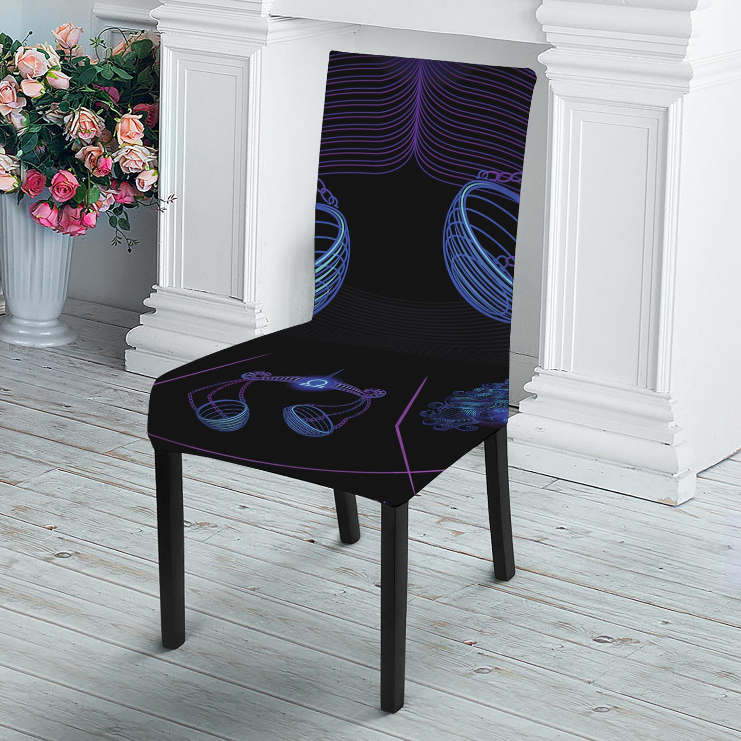 Libra And Astrological Signs Print Dining Chair Slipcover