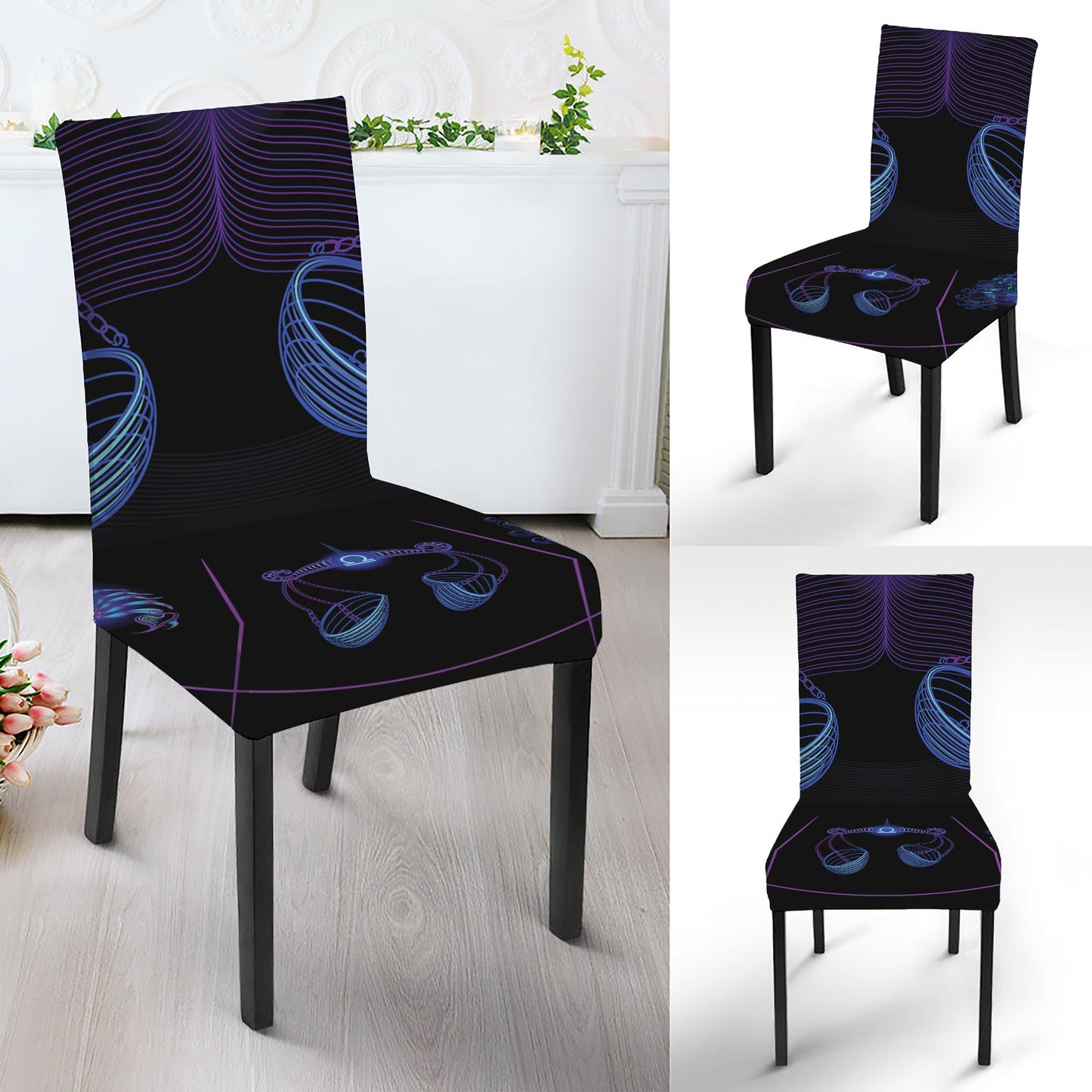 Libra And Astrological Signs Print Dining Chair Slipcover