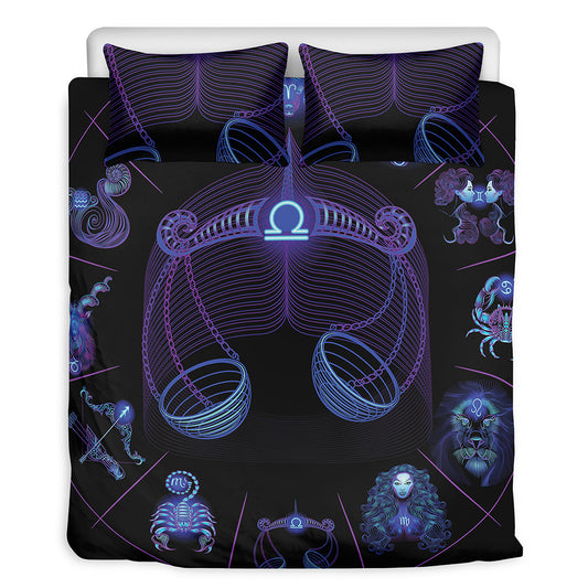 Libra And Astrological Signs Print Duvet Cover Bedding Set