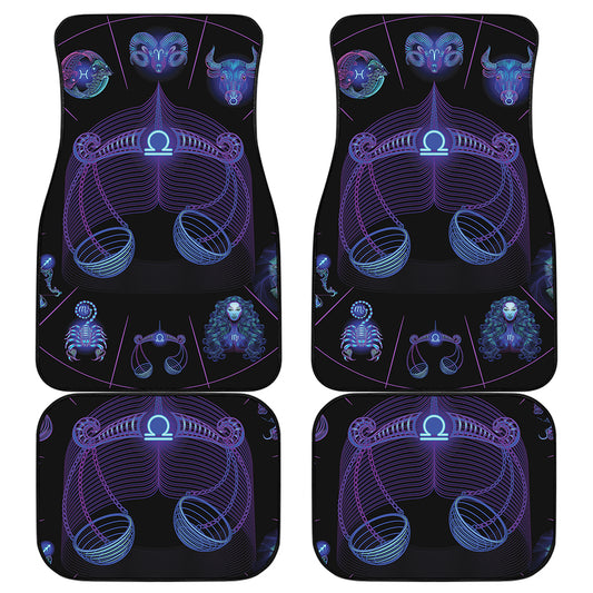 Libra And Astrological Signs Print Front and Back Car Floor Mats