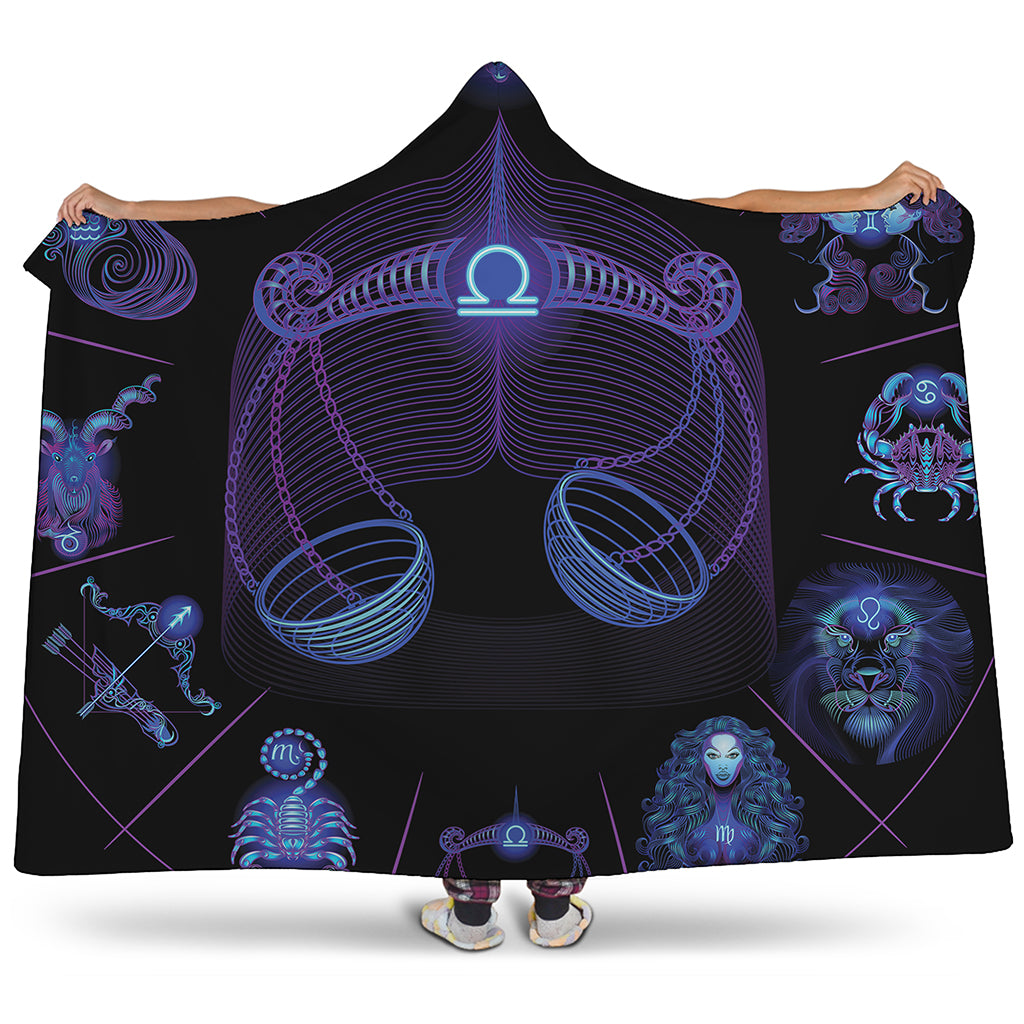 Libra And Astrological Signs Print Hooded Blanket