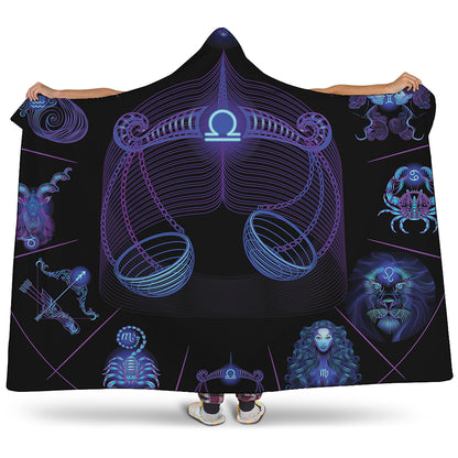 Libra And Astrological Signs Print Hooded Blanket