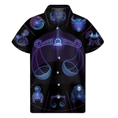 Libra And Astrological Signs Print Men's Short Sleeve Shirt