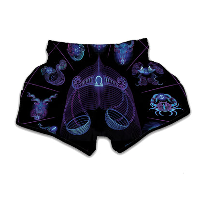 Libra And Astrological Signs Print Muay Thai Boxing Shorts