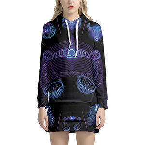 Libra And Astrological Signs Print Pullover Hoodie Dress