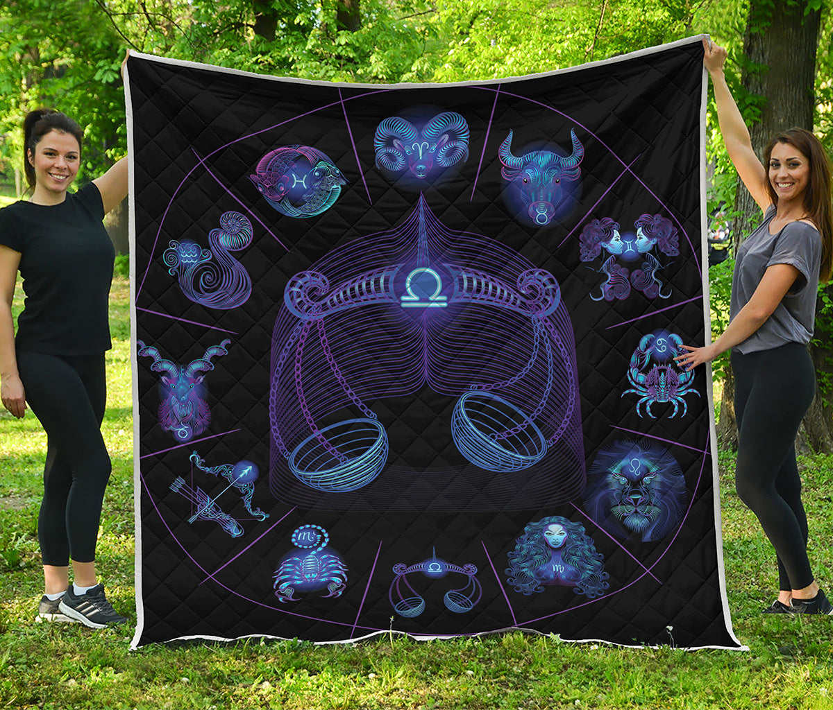 Libra And Astrological Signs Print Quilt