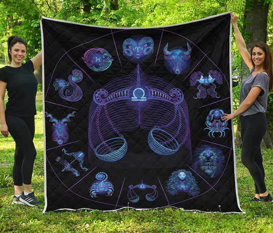 Libra And Astrological Signs Print Quilt