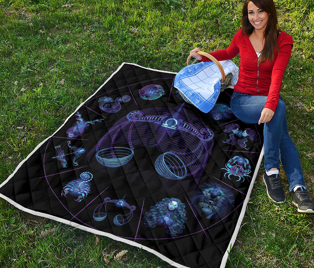 Libra And Astrological Signs Print Quilt