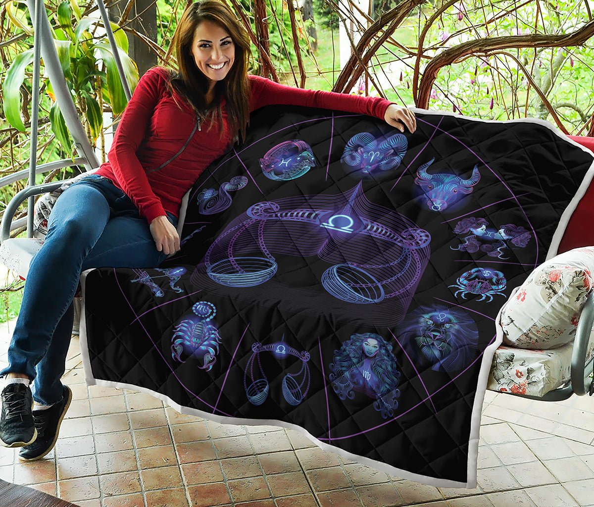 Libra And Astrological Signs Print Quilt