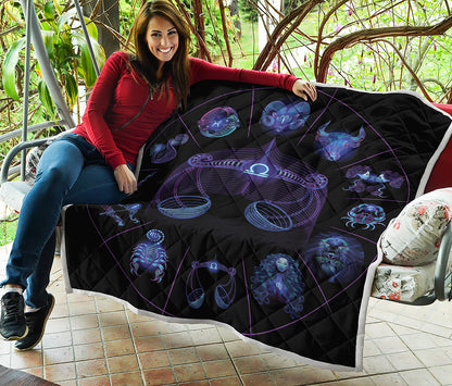 Libra And Astrological Signs Print Quilt