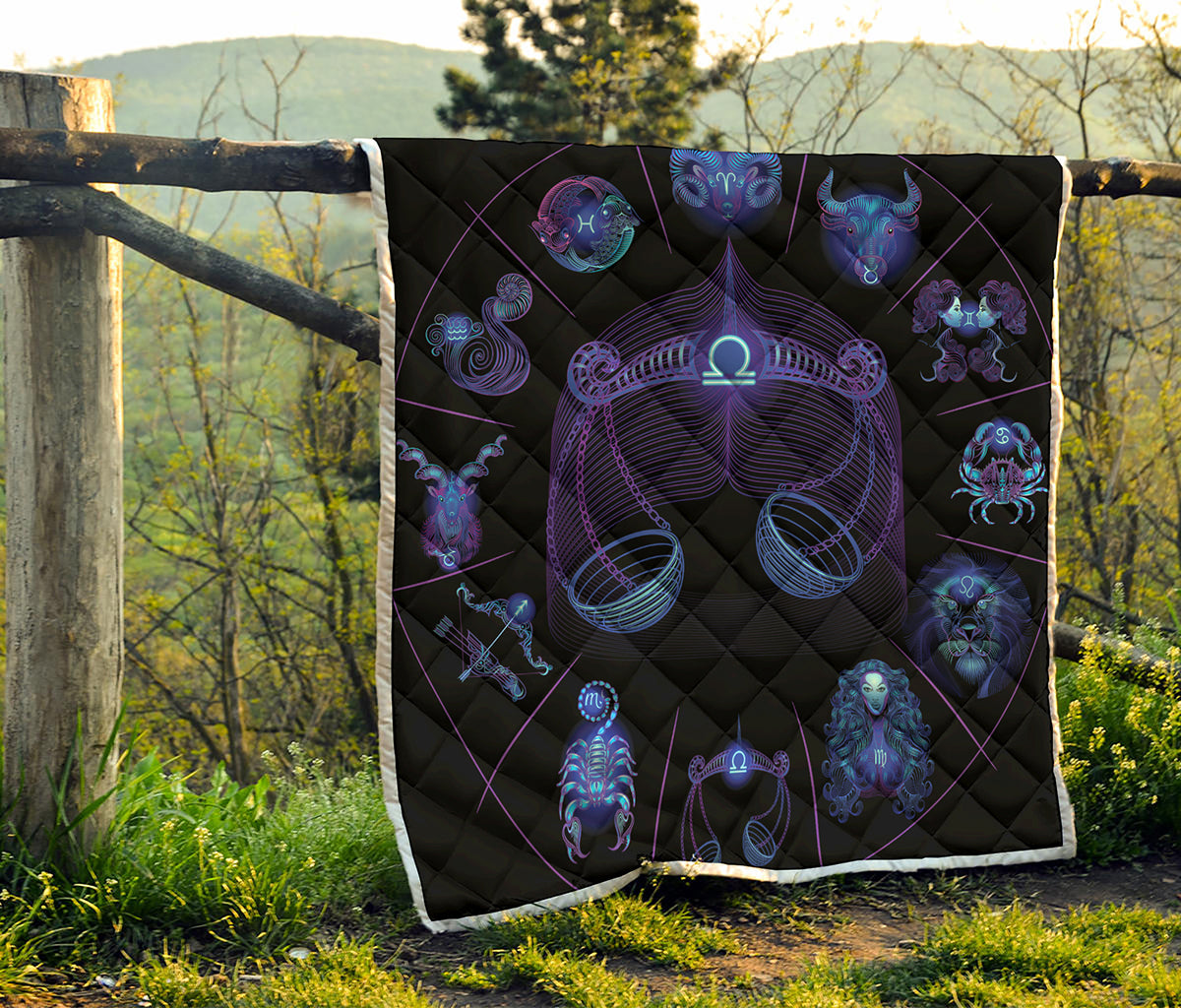 Libra And Astrological Signs Print Quilt