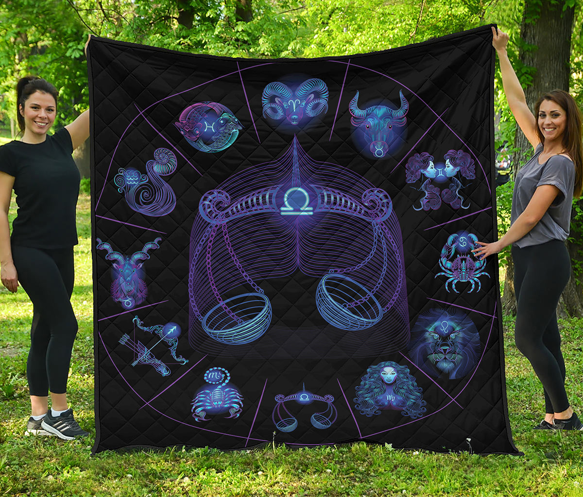 Libra And Astrological Signs Print Quilt