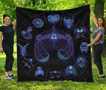 Libra And Astrological Signs Print Quilt