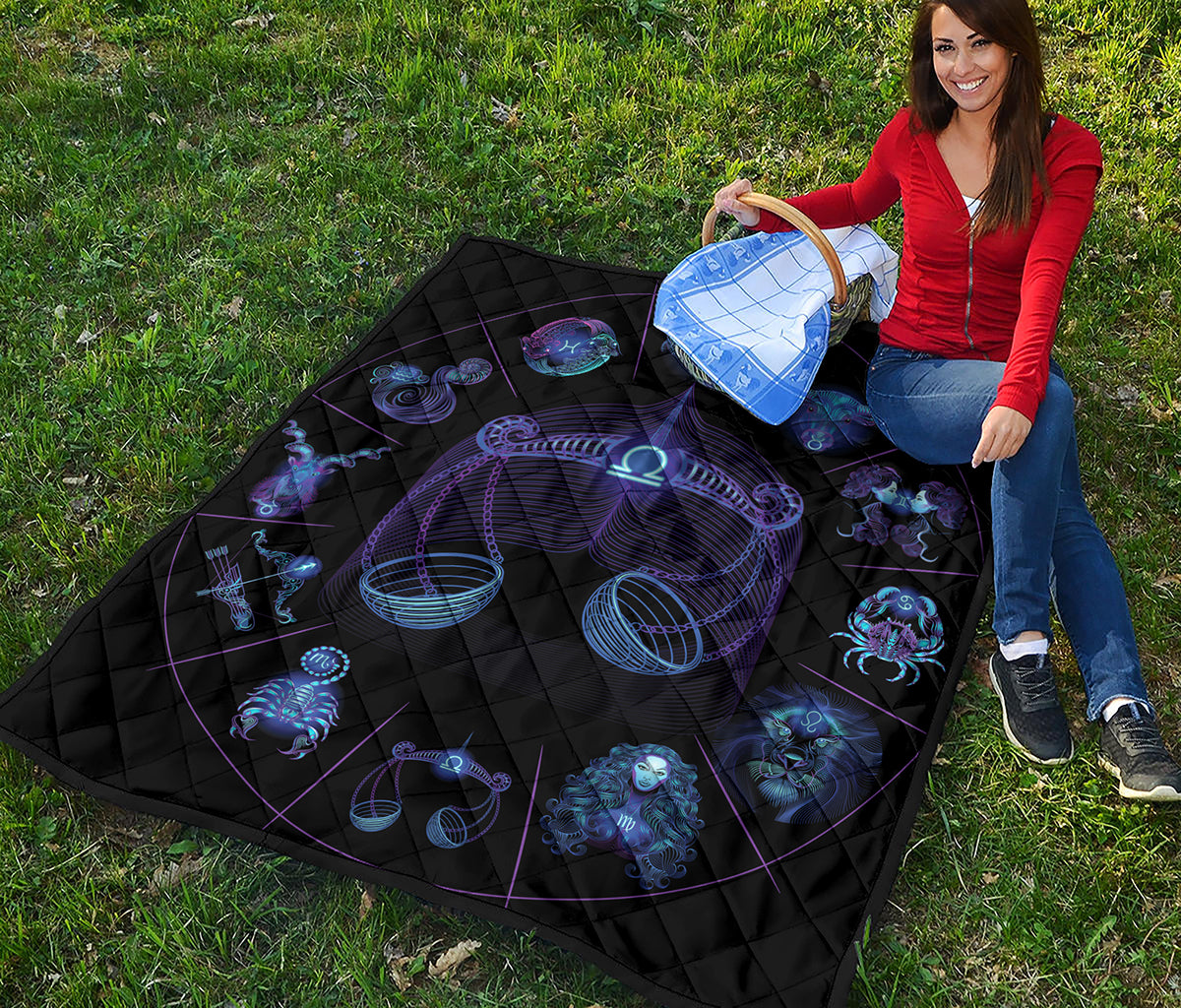 Libra And Astrological Signs Print Quilt