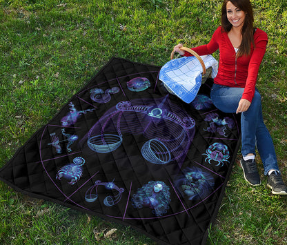 Libra And Astrological Signs Print Quilt