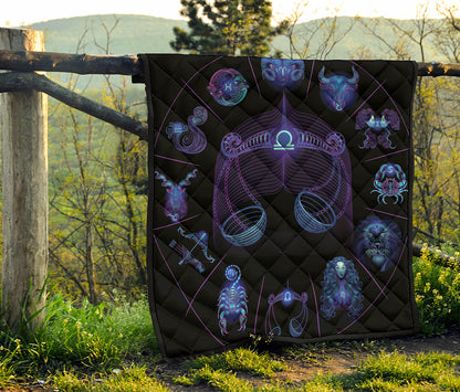 Libra And Astrological Signs Print Quilt