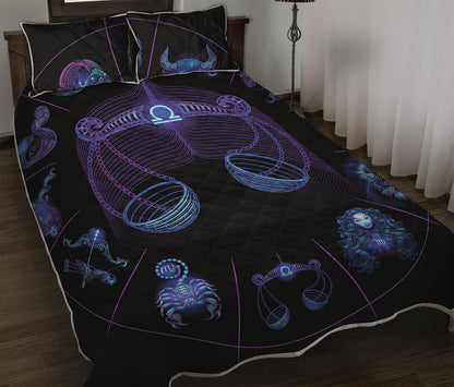 Libra And Astrological Signs Print Quilt Bed Set