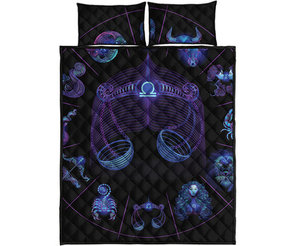 Libra And Astrological Signs Print Quilt Bed Set