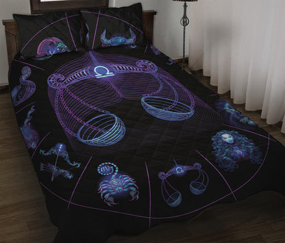 Libra And Astrological Signs Print Quilt Bed Set