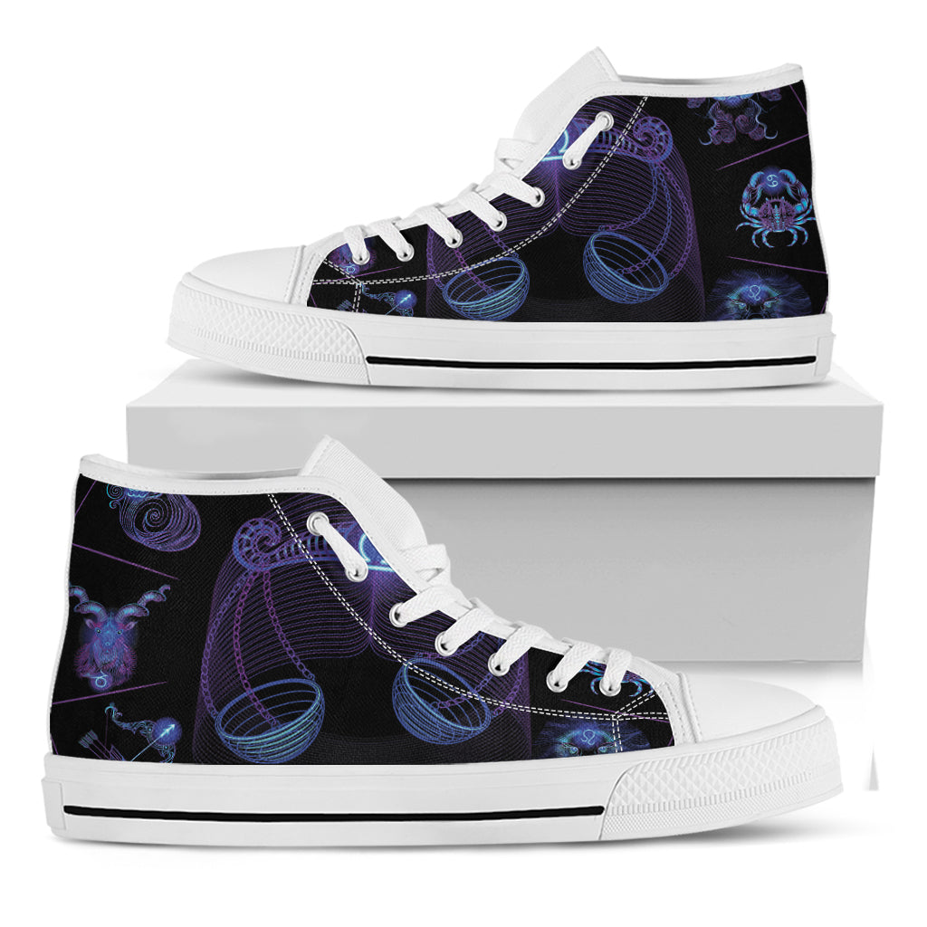 Libra And Astrological Signs Print White High Top Shoes