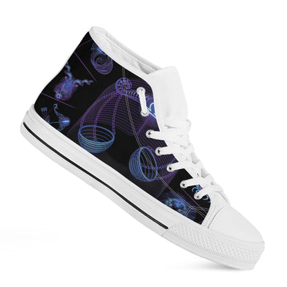 Libra And Astrological Signs Print White High Top Shoes