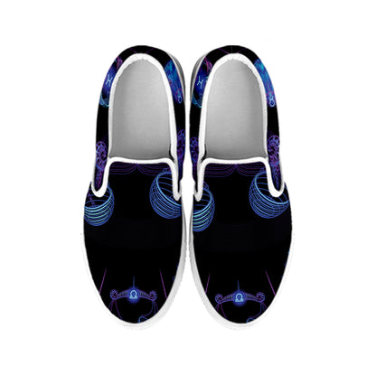 Libra And Astrological Signs Print White Slip On Shoes