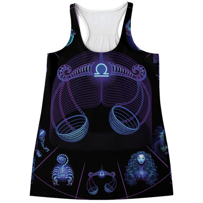 Libra And Astrological Signs Print Women's Racerback Tank Top