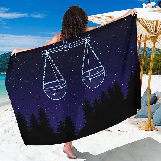 Libra Constellation Print Beach Sarong Wrap