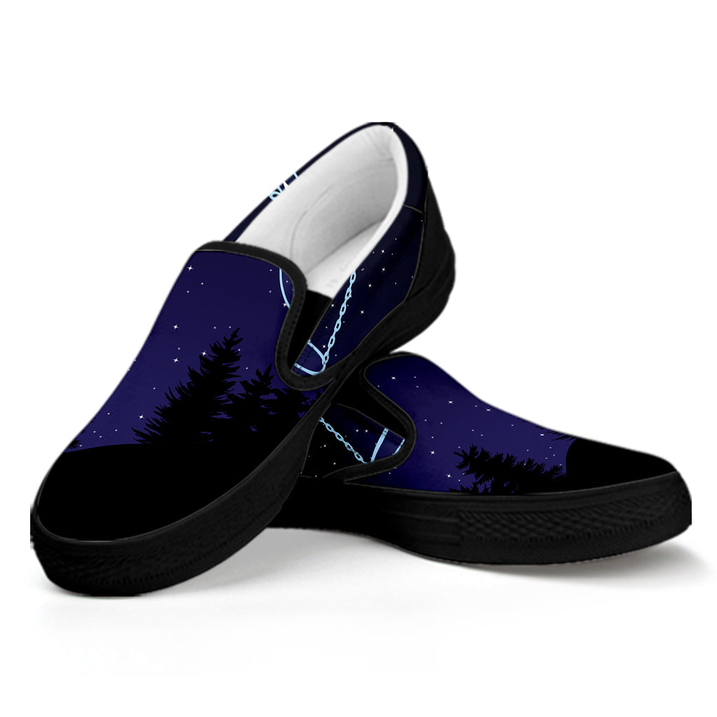 Libra Constellation Print Black Slip On Shoes