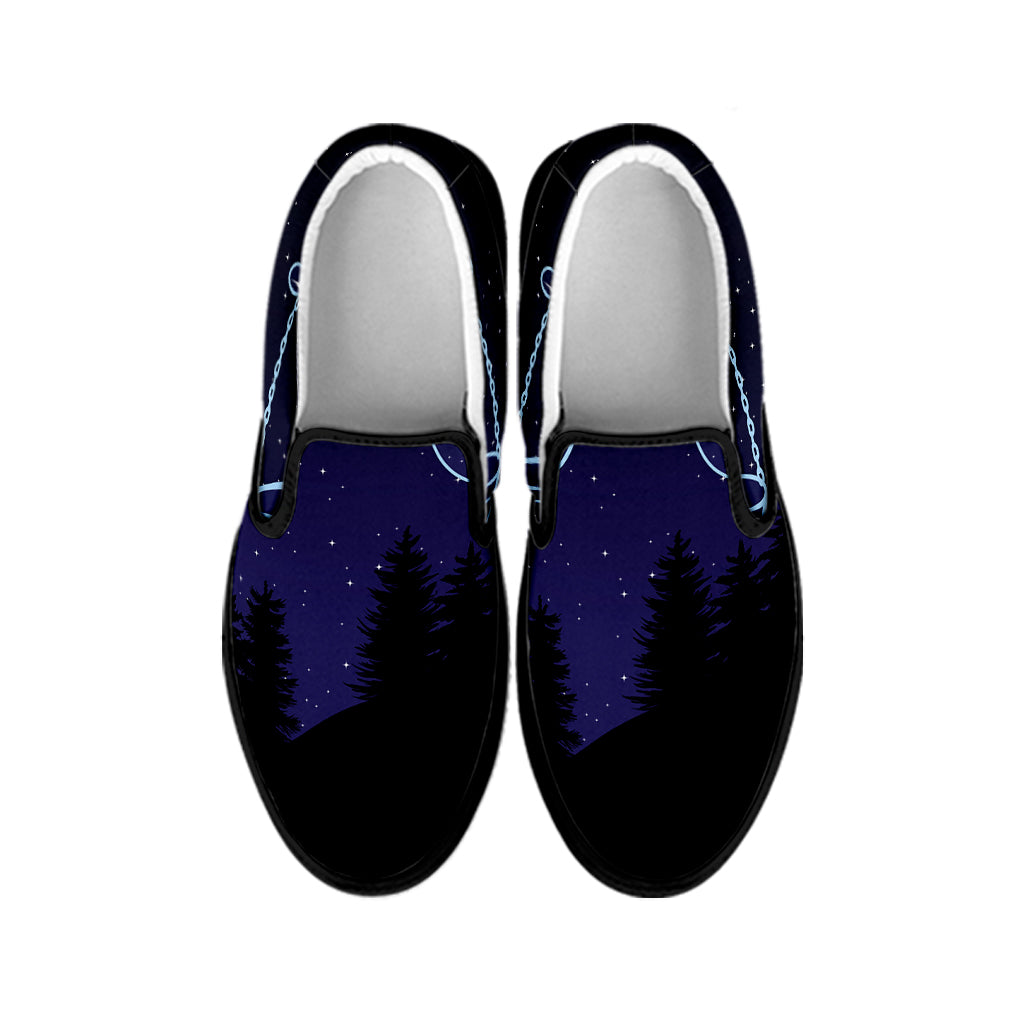 Libra Constellation Print Black Slip On Shoes